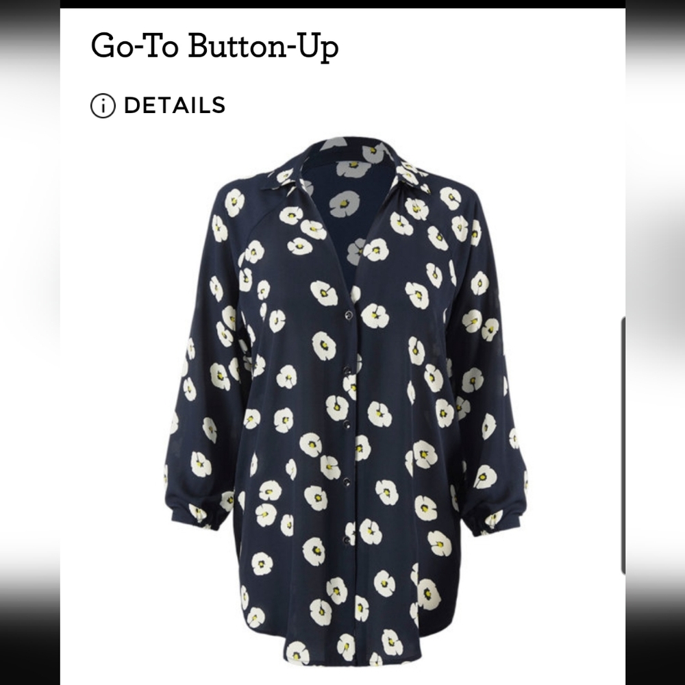 CAbi Navy Floral Button Down Shirt
